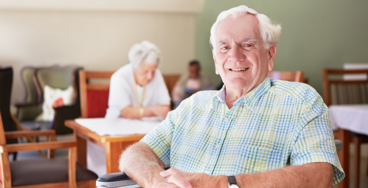 An elder smiling